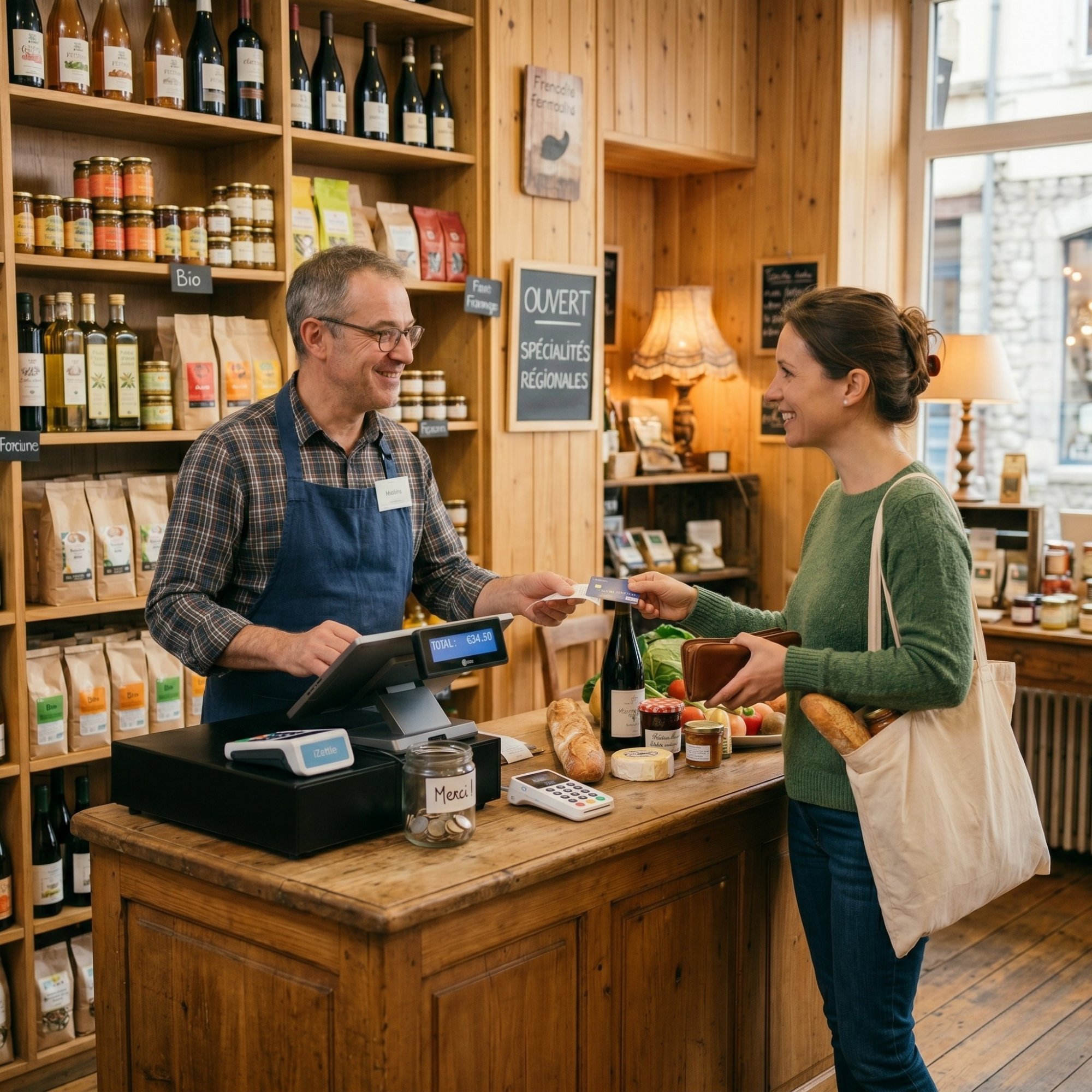 Commerçant et cliente
